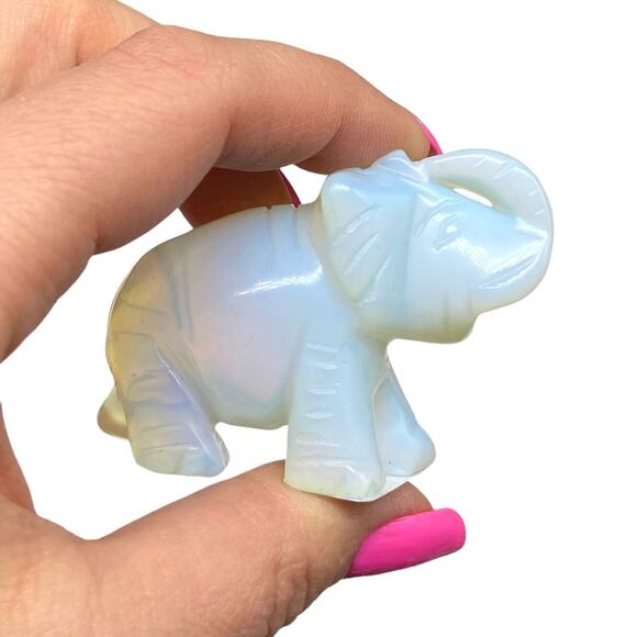 Other - Opalite Elephant Crystal Carving Carved Gift Decor Animal Figurine Crystal